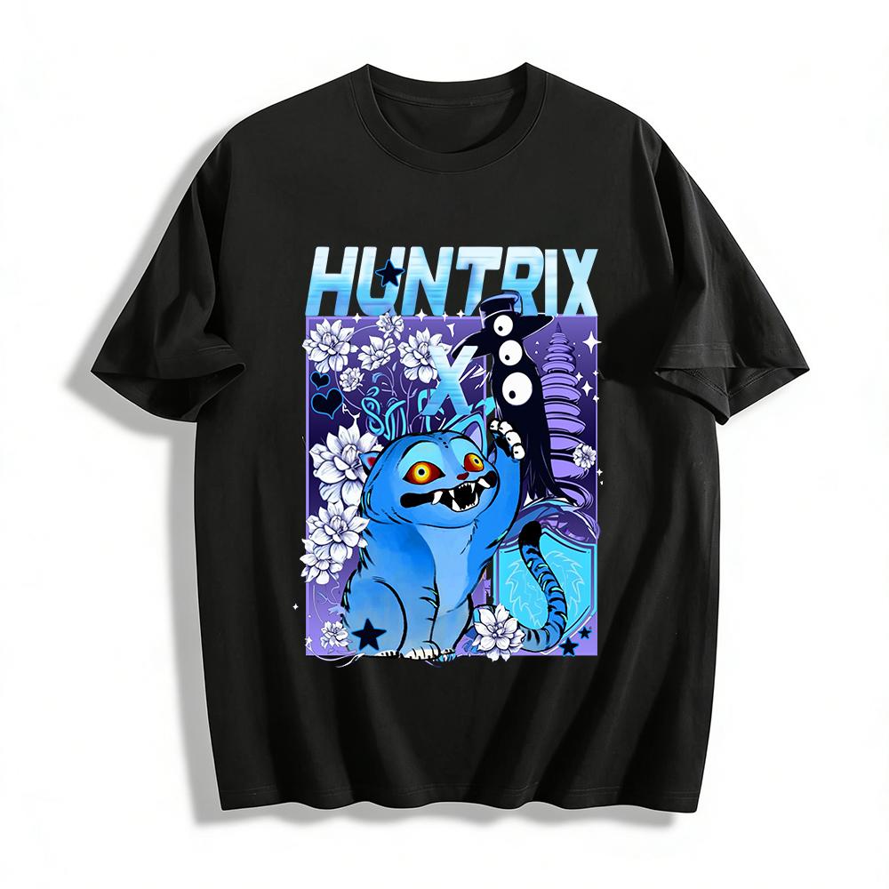 

Playful Blue Cat & Dark Pal Print Casual T-shirt Unisex Street Style Trendy Top Pure cotton T-shirt XXS