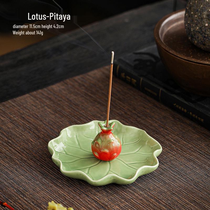 New Ceramic Lotus Incense Holder with Frog Ornament In Fresh Colors