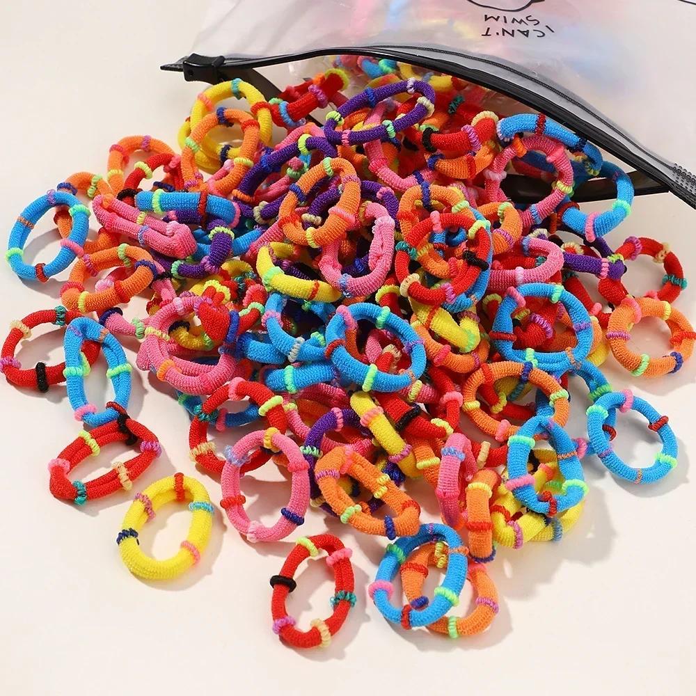 40/60pcs Kids Colorful Small Rubber Bands Girls Hair Ties Headbands Non Damaging Tie Ponytail High Elastic Durable Hair Rope Set