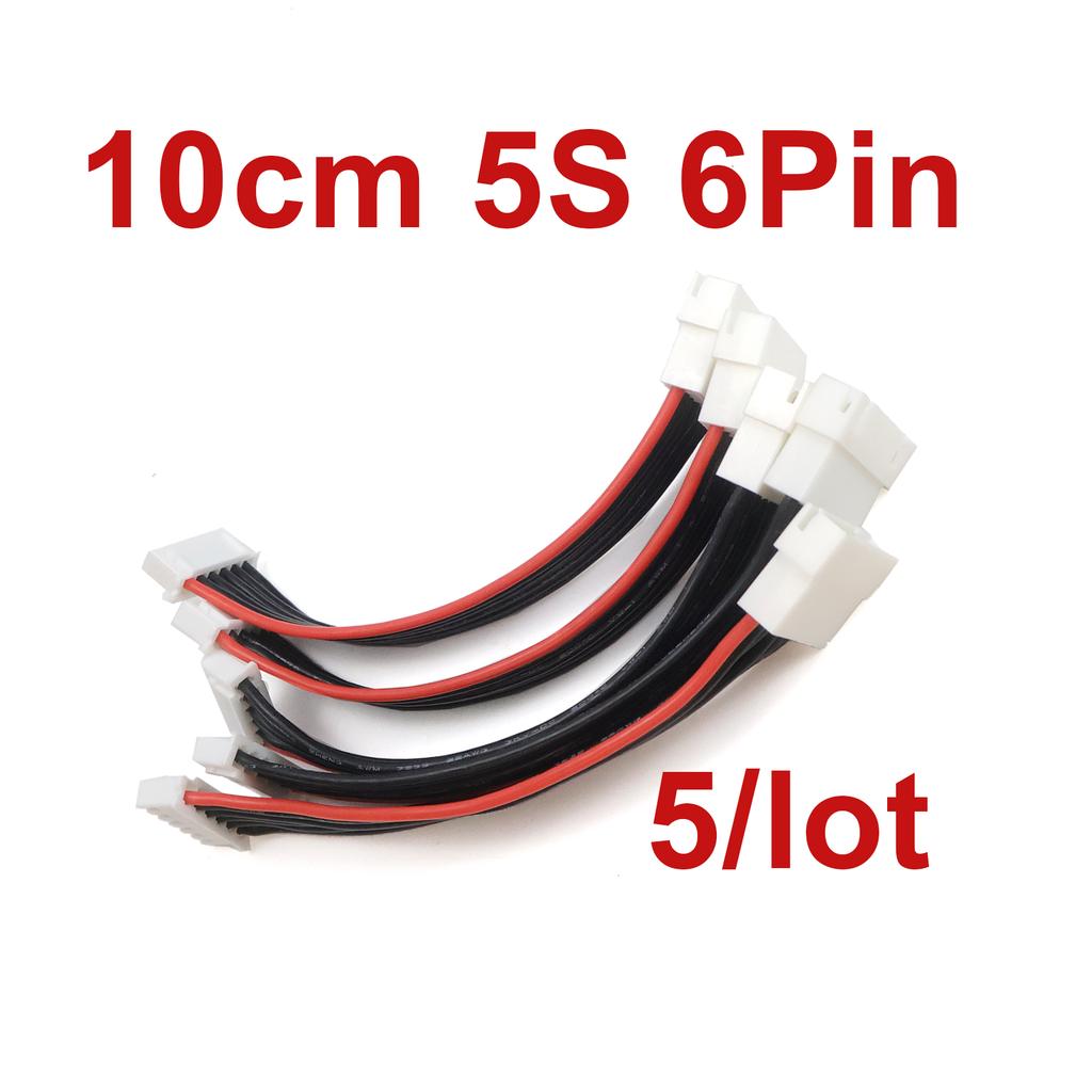 5Pcs JST-XH 1S-8S 22AWG Battery Balance Charger Silicone Wire Extension Lead 10cm Connector Adapter Plug for RC Drone Car Boat