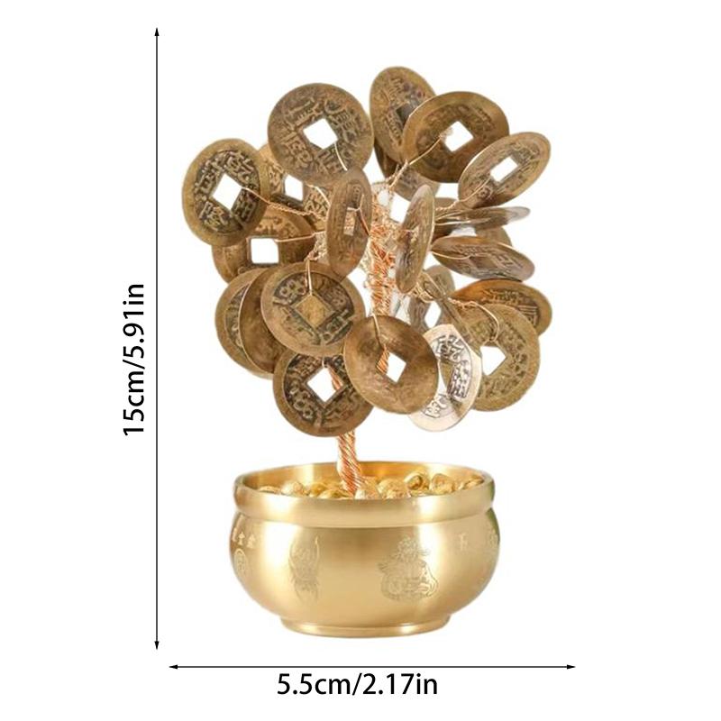 1Pcs Feng Shui Money Tree Statue Golden Wealth Tree Ornament Gifts For Housewarming Opening Ceremony