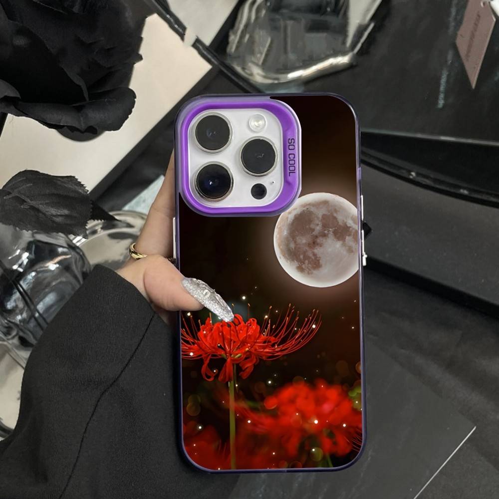 Rote Spinnenlilie Handyhülle Für iPhone 16,15,14,17,13,12,11,XS,Mini,Pro,SE,MAX Lila Mat Silikonhülle
