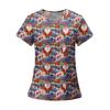Women's Fashion Printed Short Sleeve V Neck Pattern Tops Pocket Working T-shirts