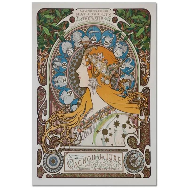 Alphonse Mucha Affisch Pinup-flickor Metallplåtskylt Konst Målning Dekorativa Väggplåtar För Bar Café Vardagsrum Hem Väggdekor