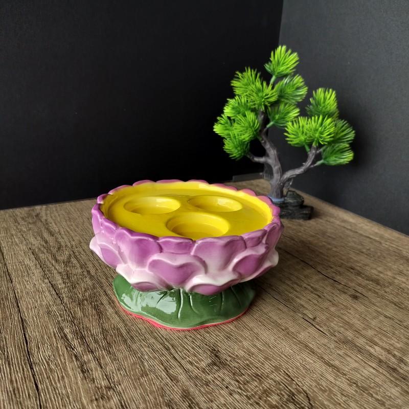 1PCS Ceramic Lotus Samsung Lamp Holder Household Candle Holder Lamp Disc Three Hole Lamp Holder