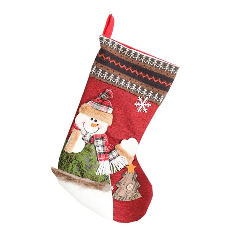

Santa/Snowman/Elk Christmas Sock Large Capacity Stocking Hanging Gifts Bag for Home Stylish Festival Season Decoration