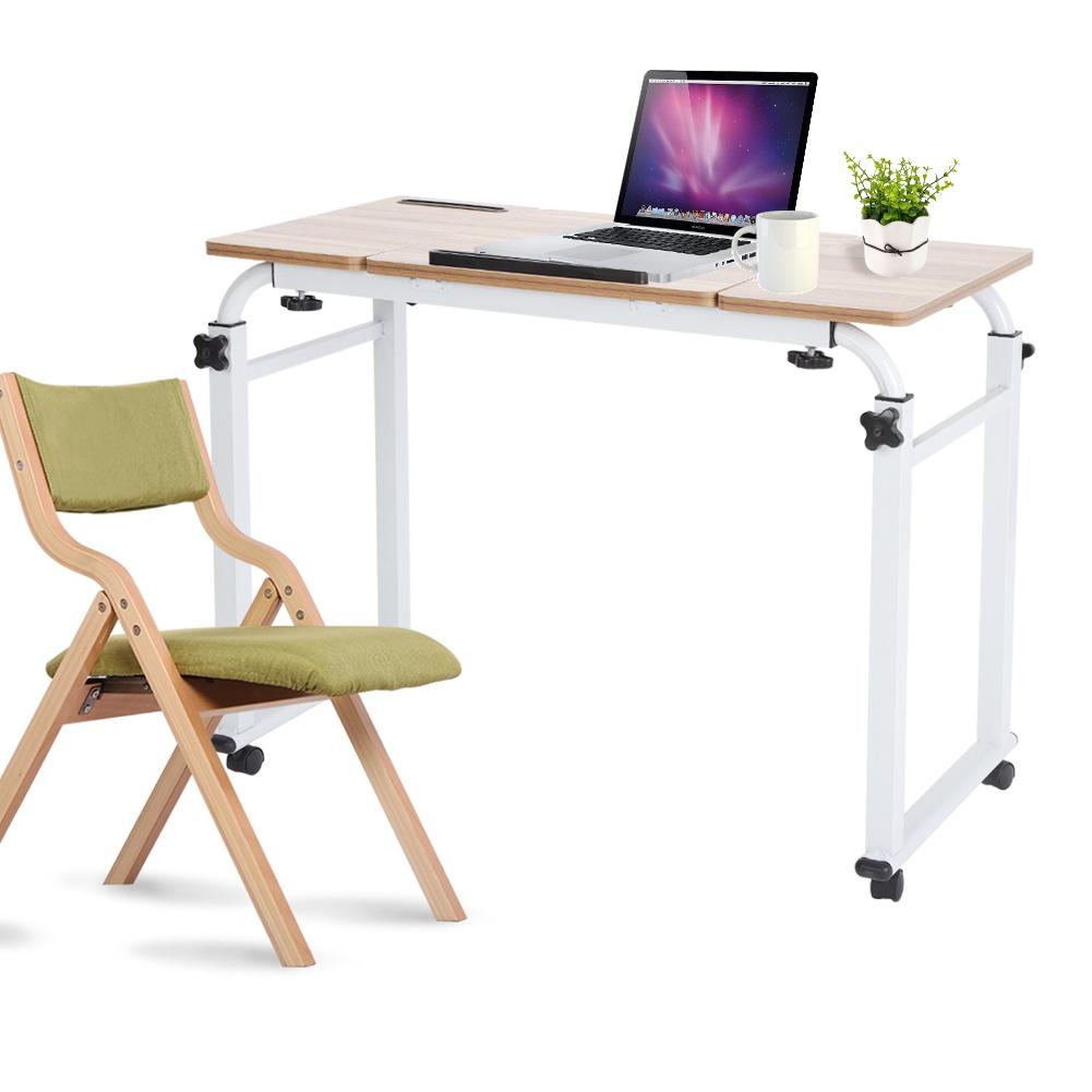 Adjustable Laptop Cart Mobile Computer Desk Overbed Writing Table with Wheels 04#