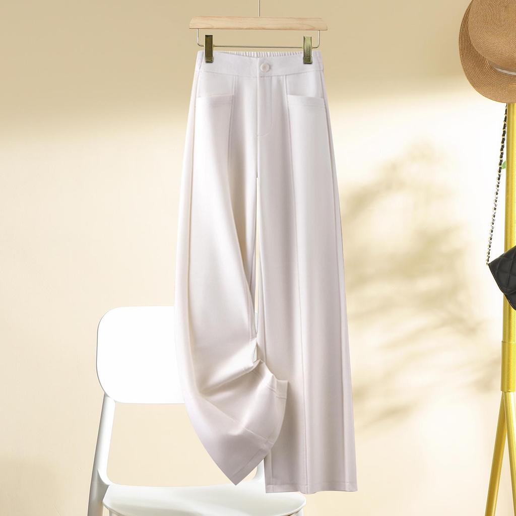 Women's Autumn 2025 Purple High-Waist Wide-Leg Slimming Pants – Loose Drapey Straight-Leg