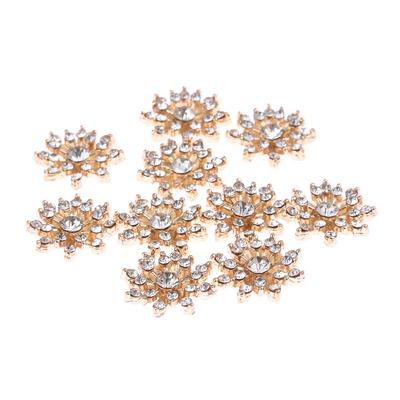 10PCS 16MM Rhinestone Snowflake Buttons Flatback Plating Pearl Hairpin Decoration DIY Craft Apparel Sewing Button Accessories
