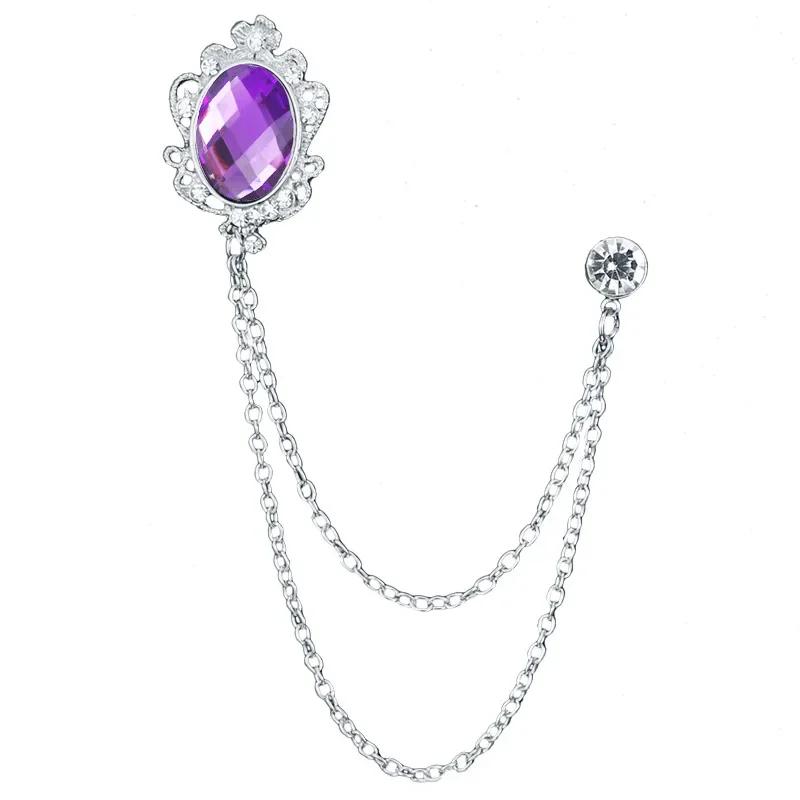 i-Remiel Fashion New Crystal Tassel Chain Brooches Personality Suit Badge Dress Corsage Brooch Jewelry Luxury Men Accessories