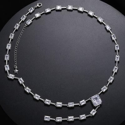 Wind Collarbone Chain Square Zircon Y Necklace Women'S Jewelry Vl199