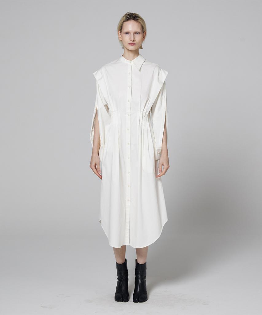Meuameu Side Pleated Shirt Dress