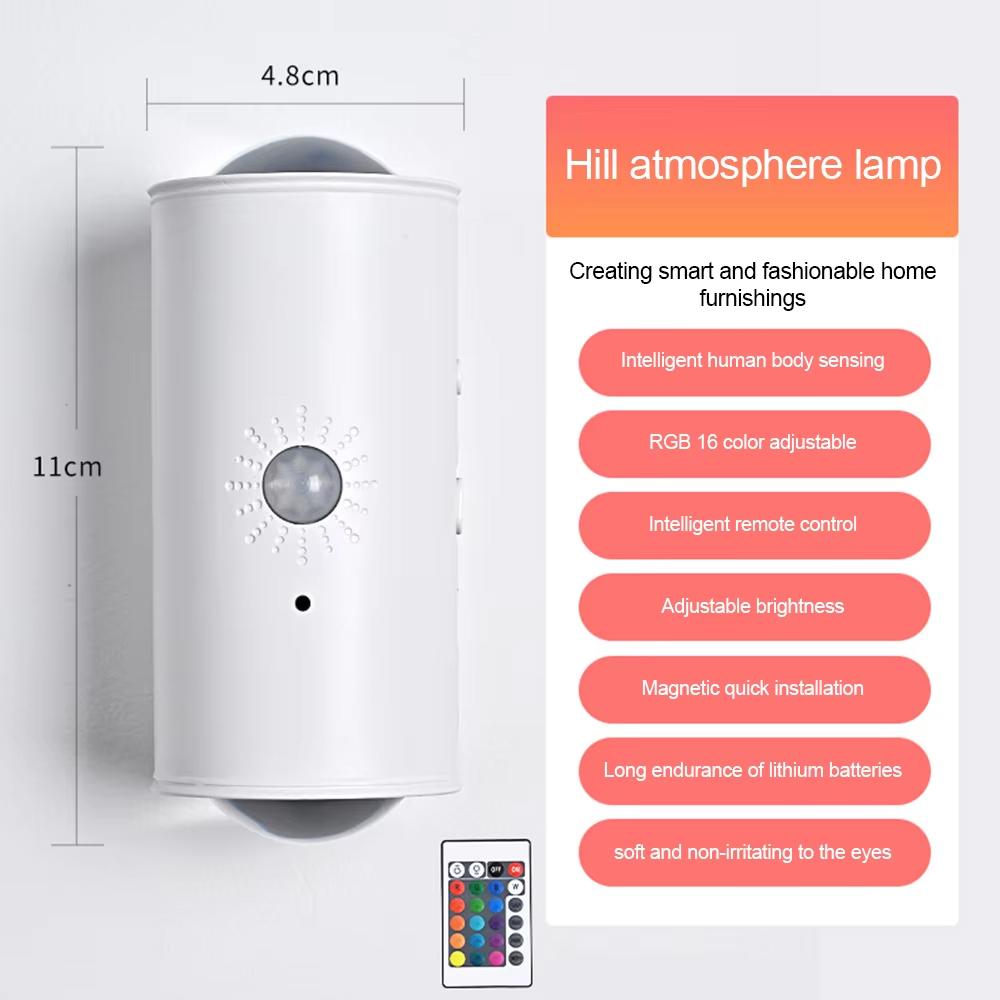 LED Lampa Nocna z Czujnikiem Ruchu Zmieniająca Kolory RGB Bezprzewodowa Lampa Ścienna Ładowalna Magnetyczna Lampa Zachodu Słońca do Sypialni Salonu
