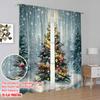 Set Of 2 Plane Printing Curtains Digital Printed Christmas Tree Snowfall Festive Durable Polyester Fabric Without Rod Curtain