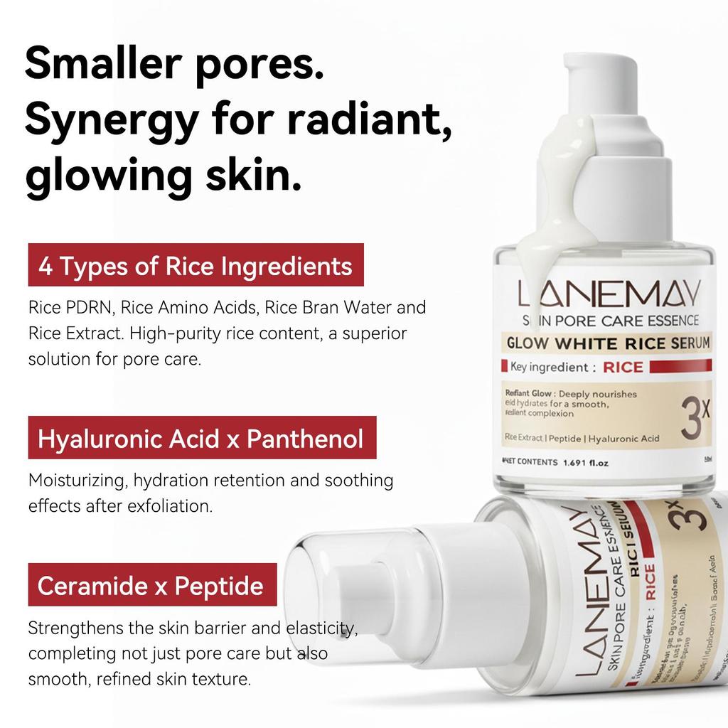 Glow White Rice Serum-Pore Tightening & Glow Skin-Moisturizing And Hydrating-Suitable For All Skin Types,50ml
