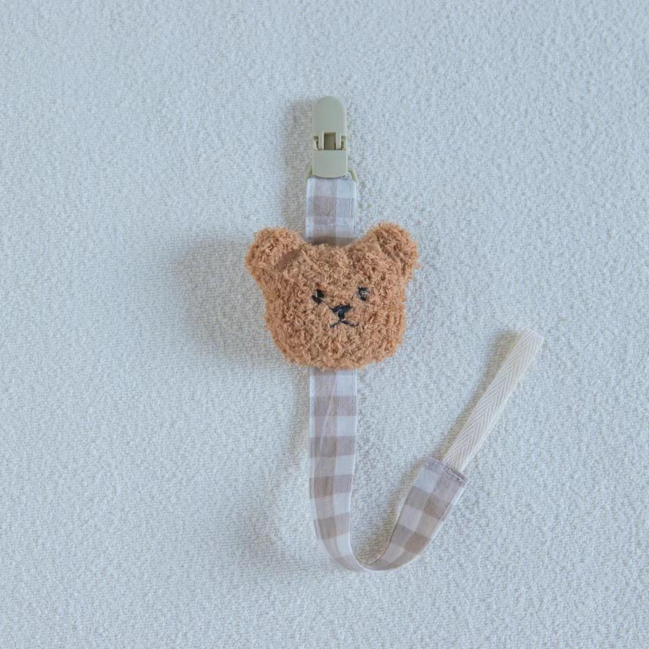 

SHEIN Соска-пустышка «Мишка» с цепочкой против потери и клипсой - Хлопковый прорезыватель