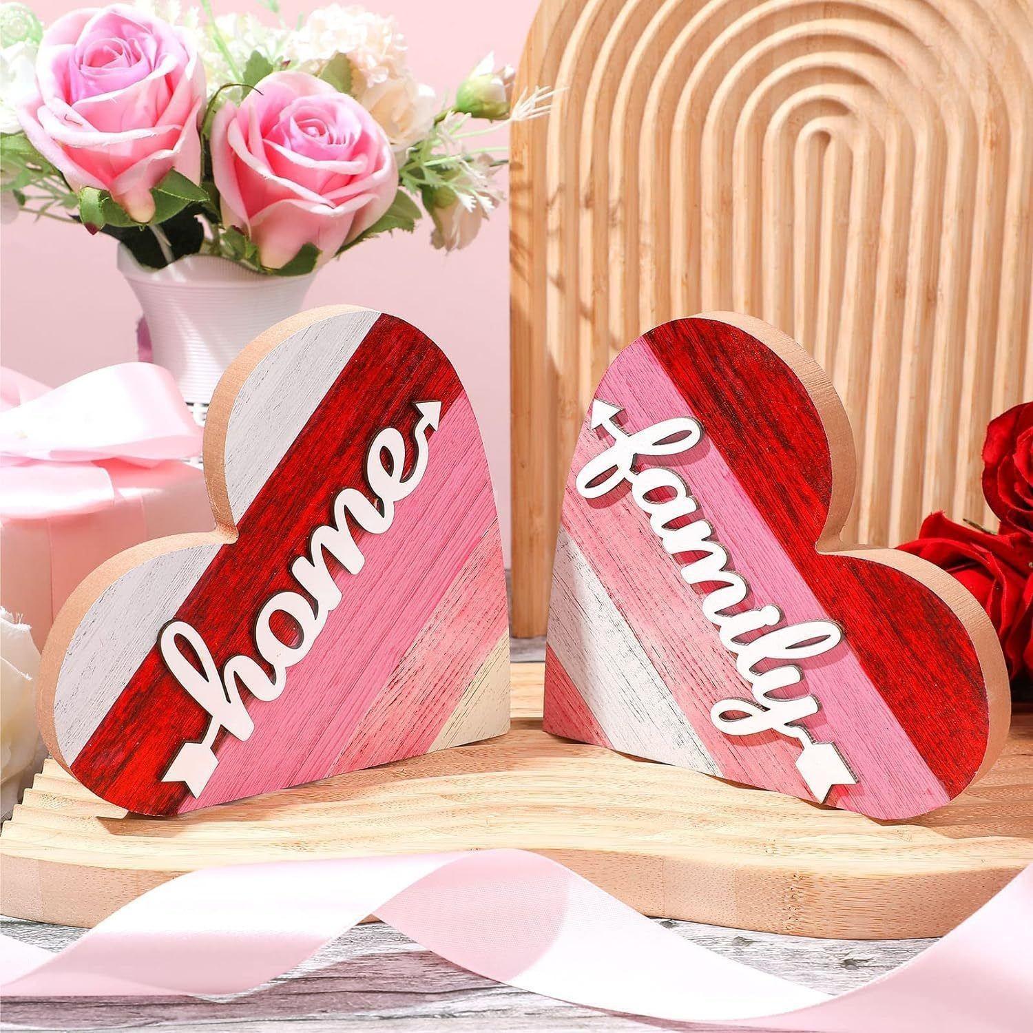 

2 шт. Деревянные украшения в форме сердца для знака любви, деревянные украшения для дома на День святого Валентина, украшения для любви One Size