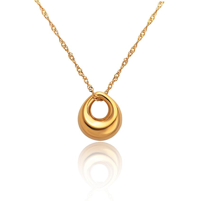 Popular Geometric Irregular Smooth Ring Serpentine Pendant Clavicle Chain, Titanium Steel Gold Plated