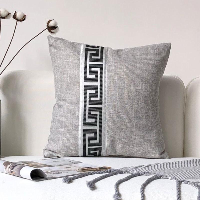 New Modern European Style Plaid Striped Linen Solid Color Pillowcase Office Home Sofa Cushion Cover Core