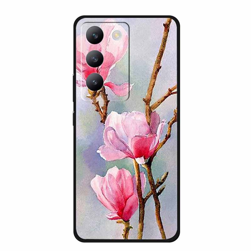 Für vivo V40 SE Hülle Luxus TPU Weiches Silikon Handy Rückabdeckung für vivo V40 SE 5G Schutz Stoßfest Blumen Mädchen Niedlich Hülle