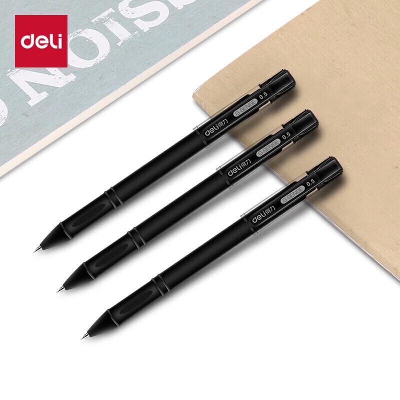 Deli S65 0.5mm Black Gel Pen (12-Pack)