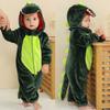 Zelené Dino Dětské Kombinézy pro Kluky Dětské Overaly Zimní Teplé Kojenecké Kombinézy s Kapucí Oblečení pro Novorozence Halloweenský Kostým