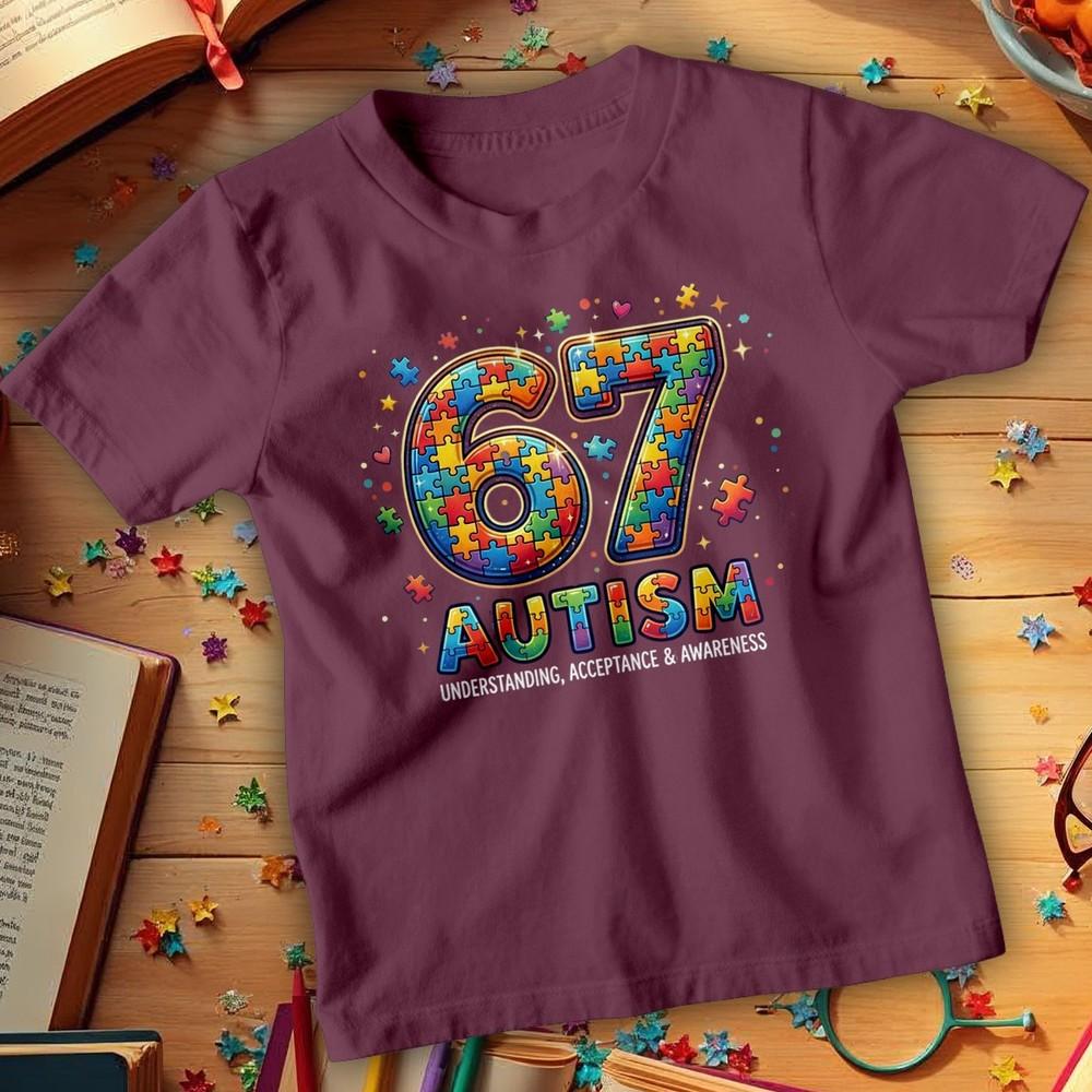 67 Six Seven Autism Awareness TShirt Funny Meme School Event Adults Kids Tee 2
