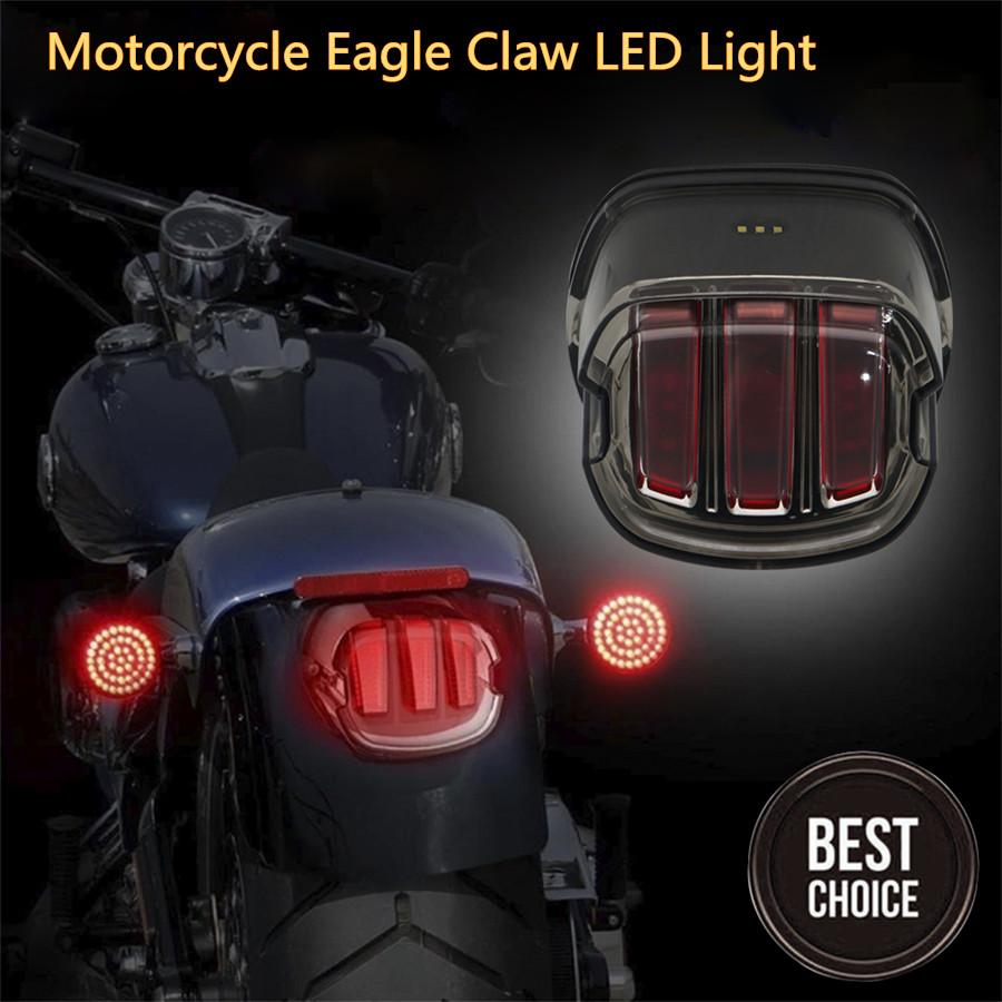 Motorcycle Eagle Claw LED Light Smoke Tail Light 12V License Plate Rear Lamp For Dyna Super Wide Glide Low Rider Fat Bob