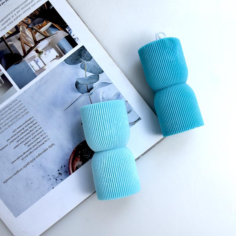 Korean Geometric Vertical Stripe Cylinder Candle Silicone Mold for Creative Cake Decoration.