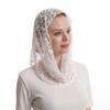 Fashionable Scarf With Detailed Lace Design Multipurpose Head Accessory Quick Dry Polyester Fabric