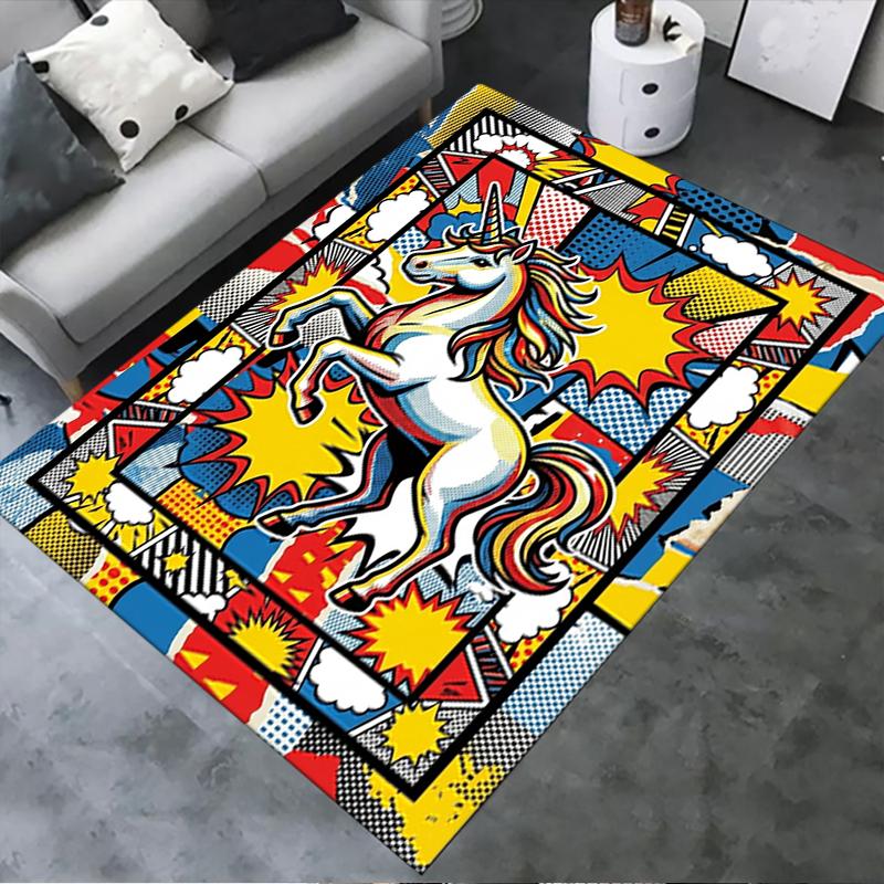 2025 New Unicorn Animal Carpet Rug for Living Room Bedroom Home Sofa Decoration,Kids play Non-slip Floor Mat129