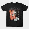 Men Black Print T-shirt Sleep All Day, Take A Cat Nap No-Cut Transfer Paper Print Cotton Tshirt