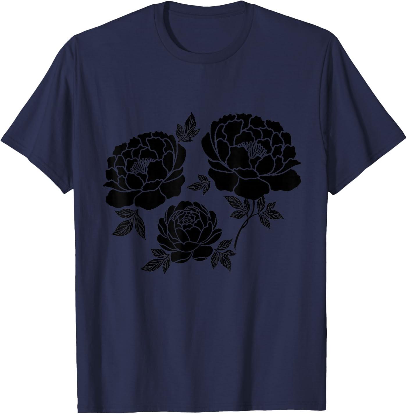Dark Peony Gothic Botanical Cottagecore Flower T- Unisex T-Shirt XXXL