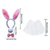 PESENAR Bunny Rabbit Costume Set Easter White Bunny Costume Accessory Ears Headband Tail Bowtie Paw Skirt Set Halloween