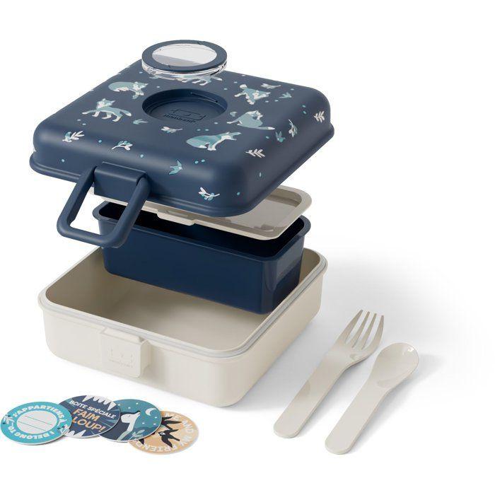 Kindersandwichbox - MONBENTO - Bestek inbegrepen - BPA-vrij - Snacky Wolf