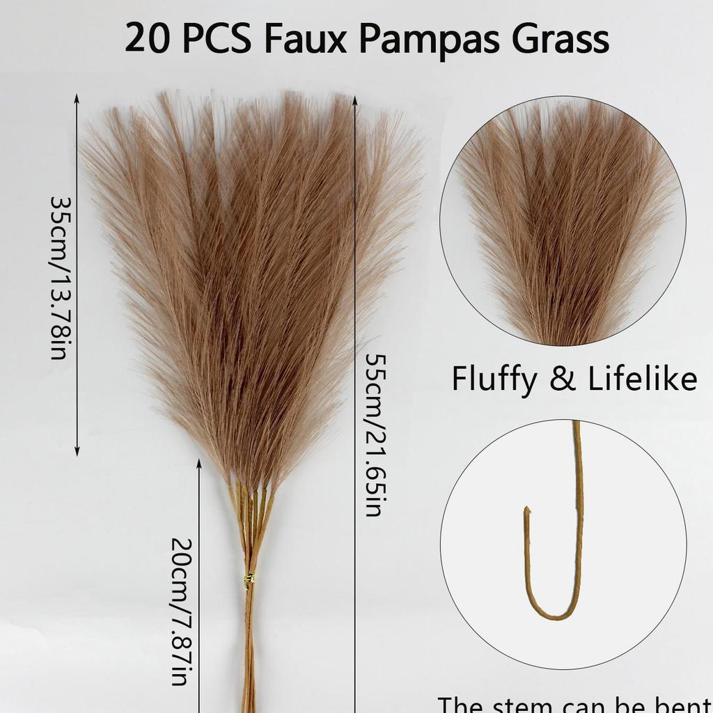 Artificial Pampas Grass & Cattails: Eternal Flower Wedding & Home Décor (55cm)