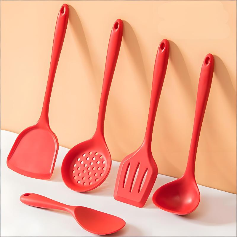 Silicone Kitchen Utensil Set 3PCS Food Grade Spatula Soup Spoon Rice Spoon Heat Resistant Nonstick Cooking Essentials for Home Use