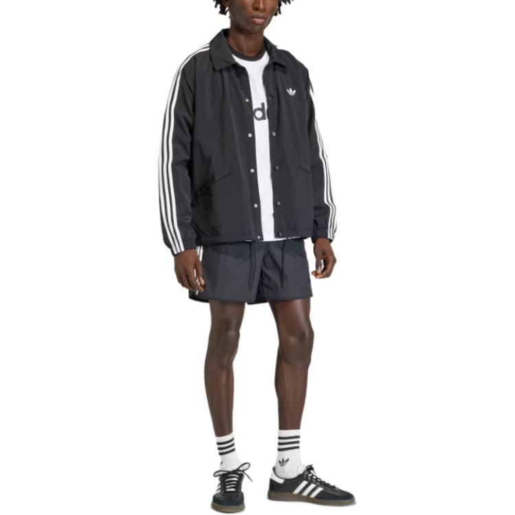 adidas Originals Three Stripes Coach Comfortable Loose Fit Polo Button Jacket Men Jacket KE3598