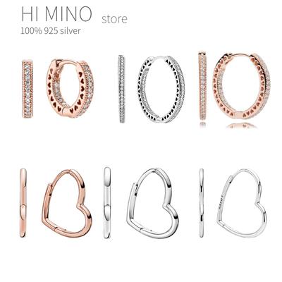 Newauthentic 925 Sterling Silver Asymmetrical Heart Hoop Earrings For European Women Diy Jewelry Earring