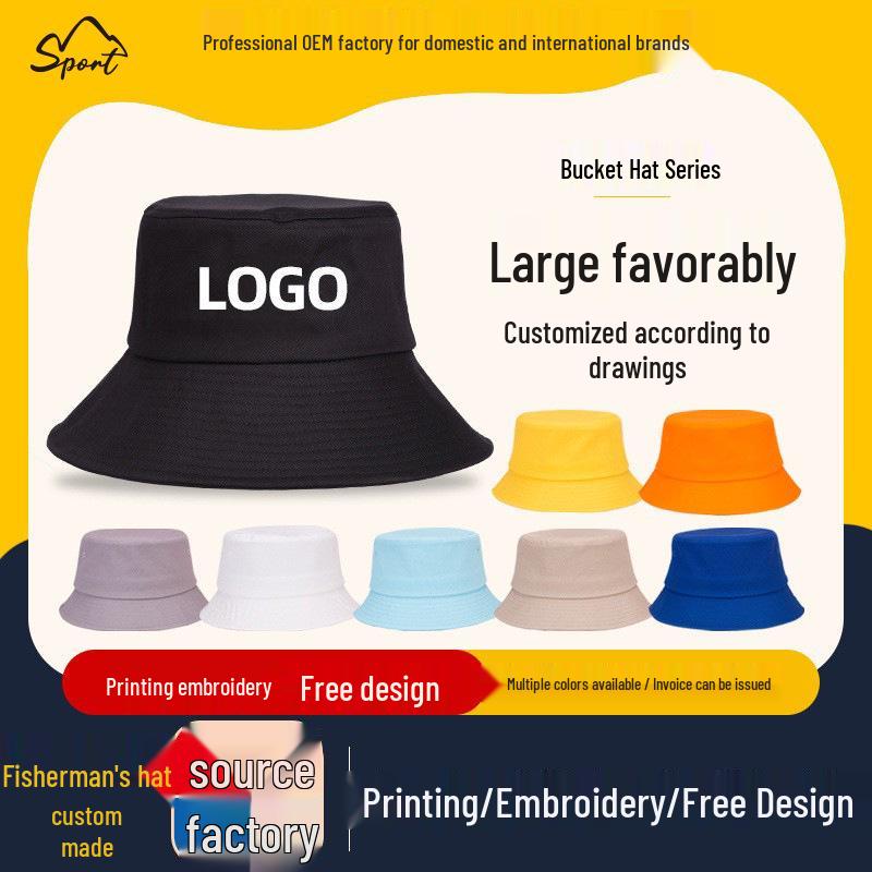 Custom Embroidered Cotton Bucket Hat: Double-Sided, Unisex Sun Protection for Mountaineering.