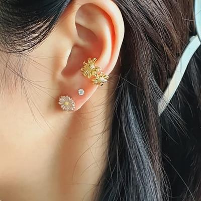 Women's Daily 15K Gold Plated Dandelion Ear Cuff Earrings