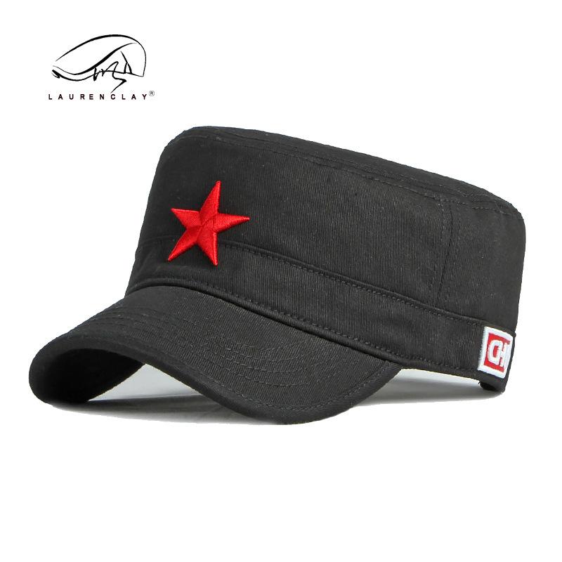 Hat Men's Spring Summer Outdoor Shade Sun Protection Cap Medium Pentagram Three-dimensional Embroidery Flat Top Hat Men's and Women's