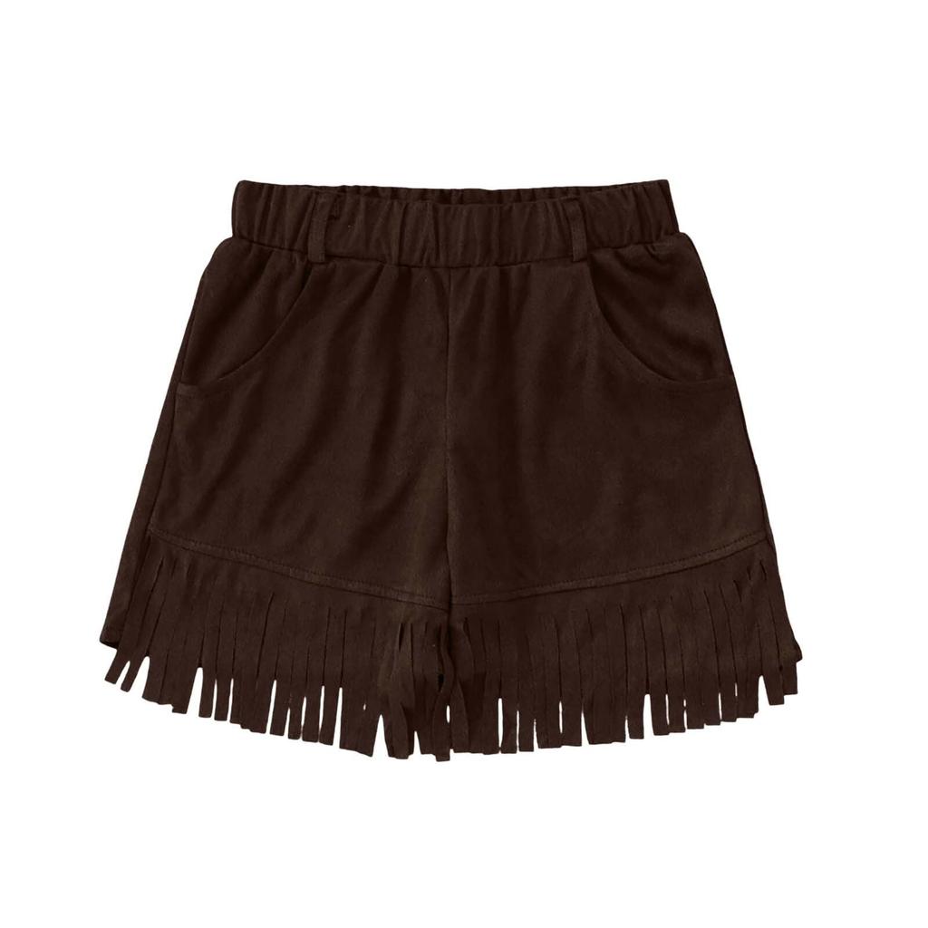 Girls Denim Shorts with Fringe Vest Bohemian Western Outfit