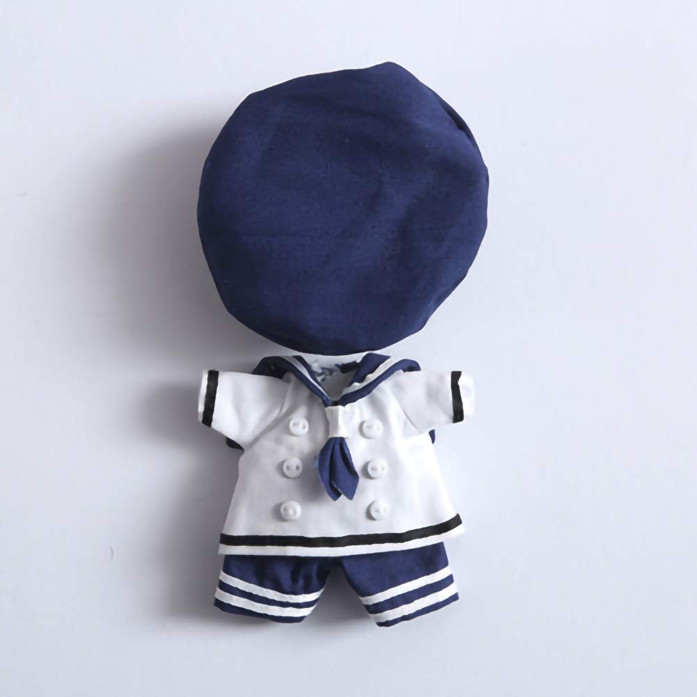 Rakulifey Obitsu 11 Outfit Set für OB11, Obitsu Matrosenuniform, Mütze, Hemd und Shorts, Niedliches 3-teiliges Set, 6 Farben (Marine)