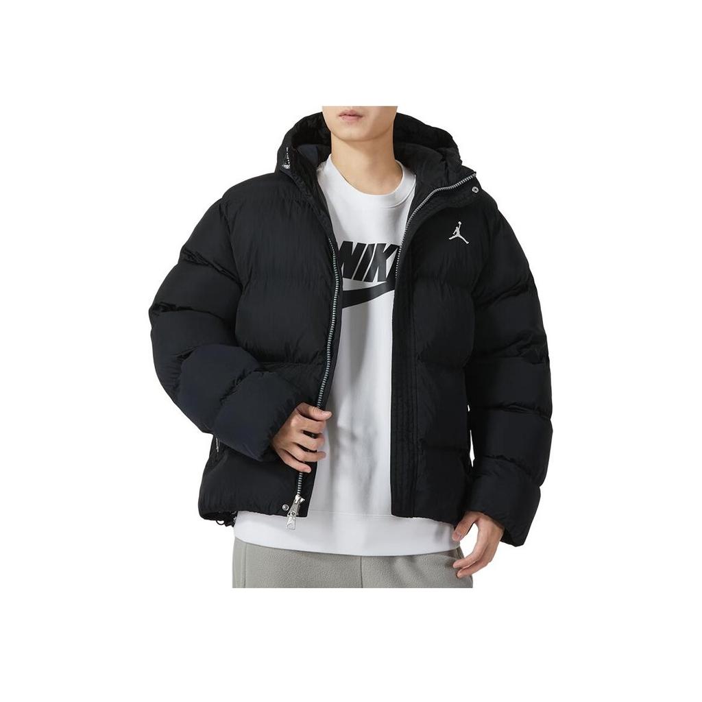 Jordan Solid Color Hooded Zip-Up Cotton Jacket Men Outerwear Black FB7312-010