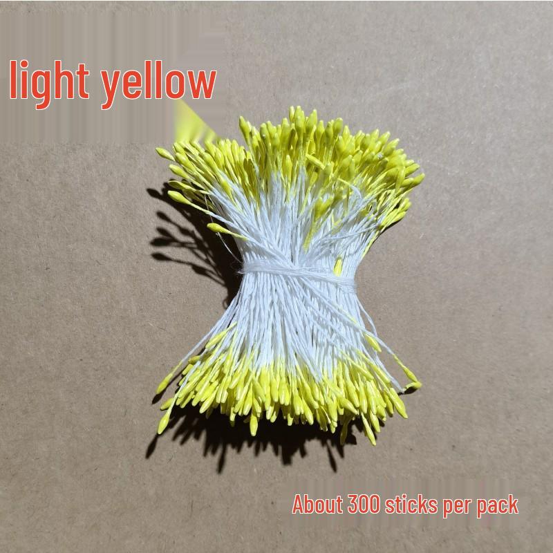 Simulation Flower Stamen: Small Pearl-Colored DIY Material, Approx. 300 Double-Ended Stamen for Handmade Flower Accessories