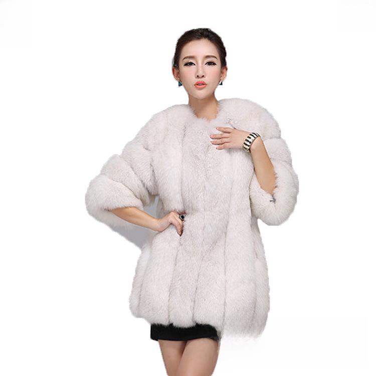 

Женская корейская модная шуба средней длины из искусственного меха лисы XXL