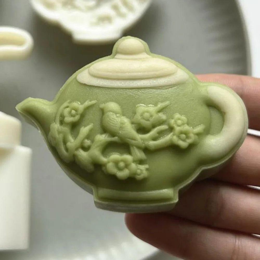 Plastic Mooncake Molds Teapot Shape Pastry Mold Hand Press Mould  Mid-Autumn Festival