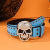 Rhinestones Skull Buckle Belt for Women Men with Rivet Studded Hiphop Belt for Jeans Popular Rockers Waist Accessories