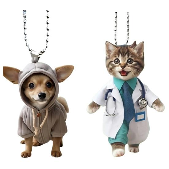 Mikina Lebka akrylová závěsná dekorace Domácí interiér Vánoční stromeček Auto Zpětné zrcátko 2D Plochý pes Kočka závěsná ozdoba Kreslený přívěsek zvířátka